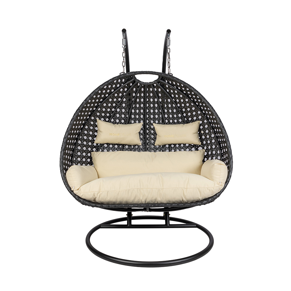 Home Deluxe Polyrattan Hängesessel TWIN DELUXE - Schwarz