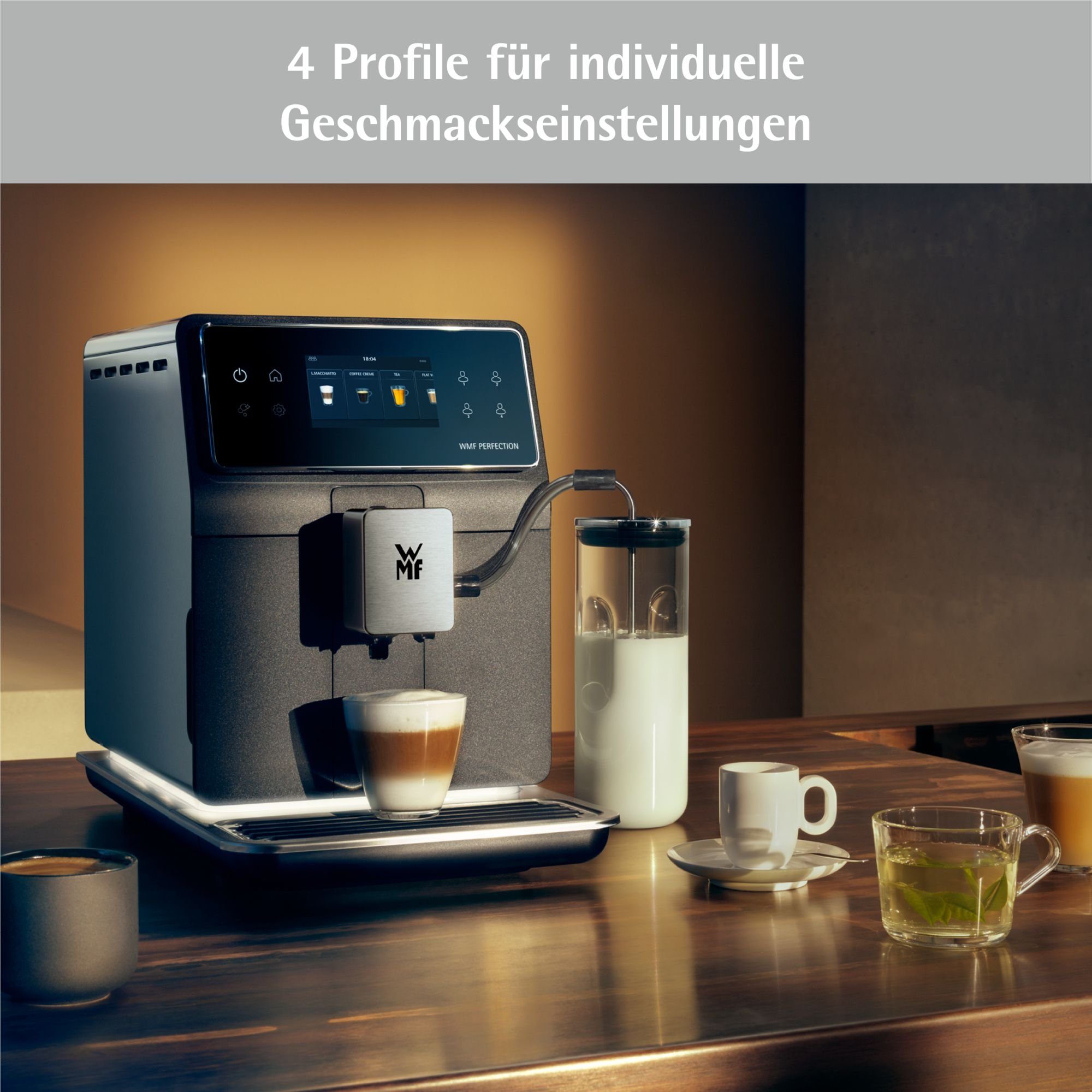 WMF Kaffeevollautomat Perfection 880L, 18 Getränkespezialitäten, Double Thermoblock, 1l Milchbehälter