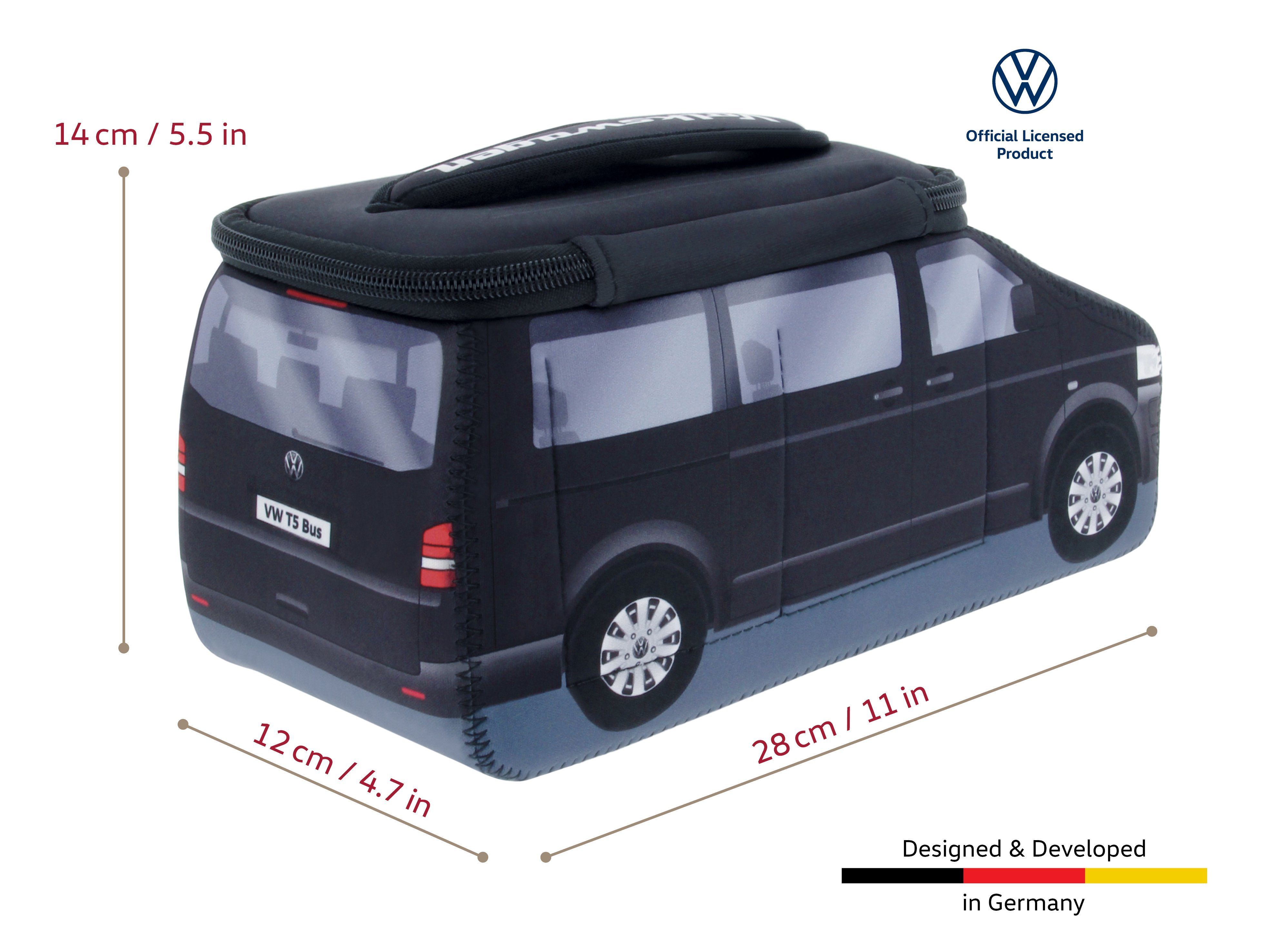 VW Collection by BRISA Kosmetiktasche Volkswagen Universaltasche im VW Bulli T5 Design, Universaltasche aus Neopren, 30 x 14 x 12 cm