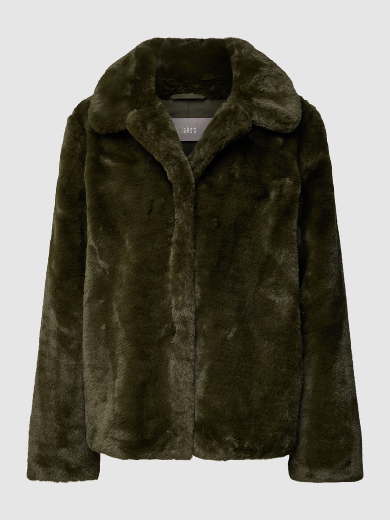 Jacke mit Kunstfellbesatz in dunkelgrün
