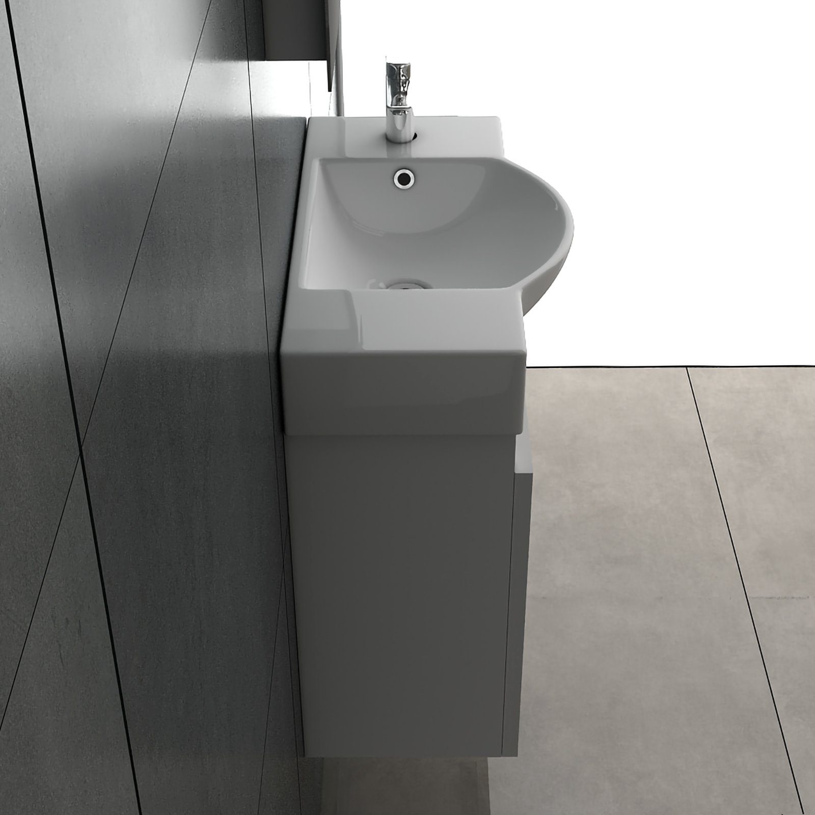 Alpenberger Waschbecken Badmöbel SET 55 cm Breit - Waschtisch mit Unterschrank in Weiß (Komplett-Set Vormontiert für Gäste WC & Bad, 2-St., 2-tlg. Stauraum Schrank), Soft-Close Schrank 2-türig, pflegeleichtes Keramik Becken