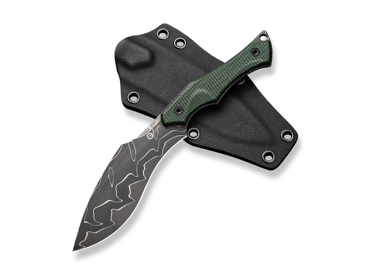 Vaquita II Micarta Green Damascus