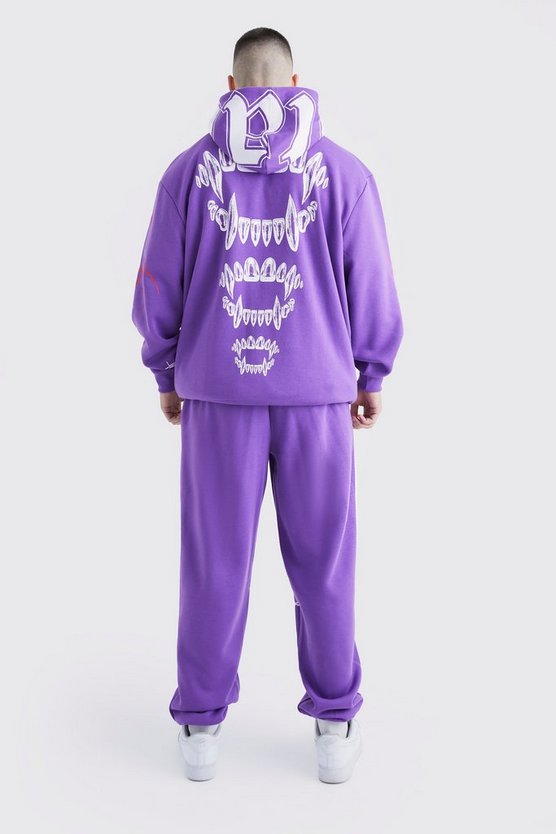 Tall bestickter Oversize Trainingsanzug mit Kapuze