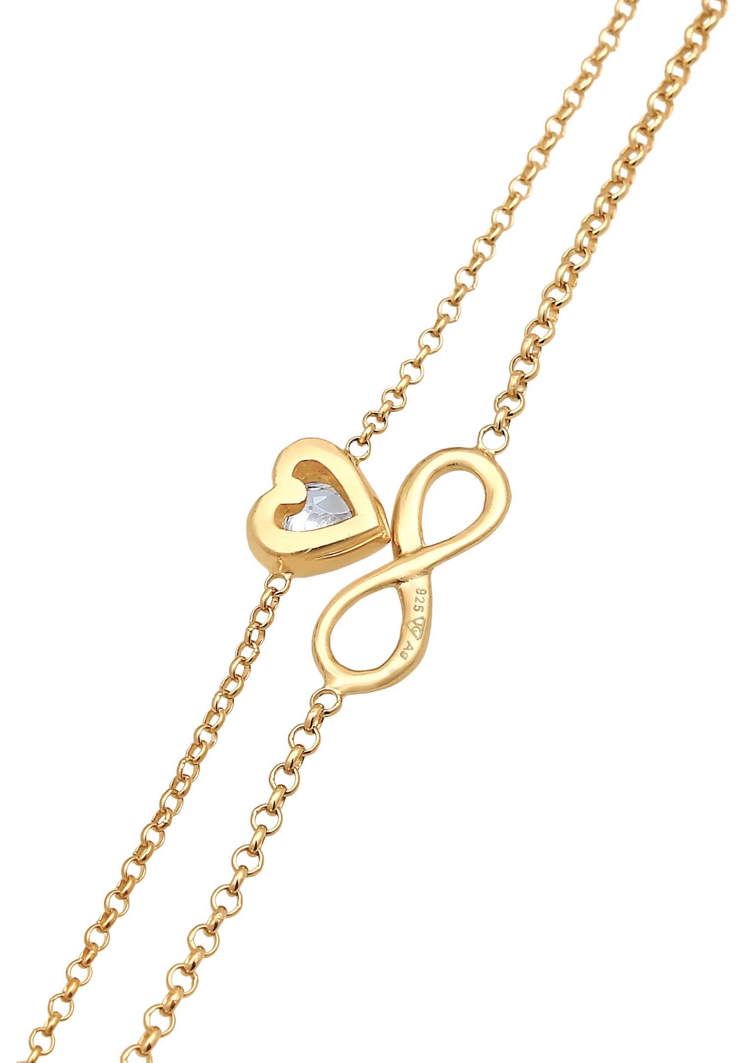 Elli női Infinity Heart pelenka cirkónia kristállyal 925 sterling ezüstből