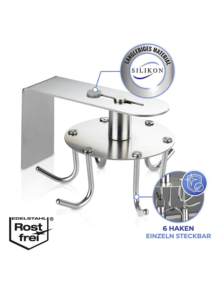 Wenko Hakenleiste in Silber - (B)8,5 x (H)7 x (T)12,5 cm günstig kaufen onesize