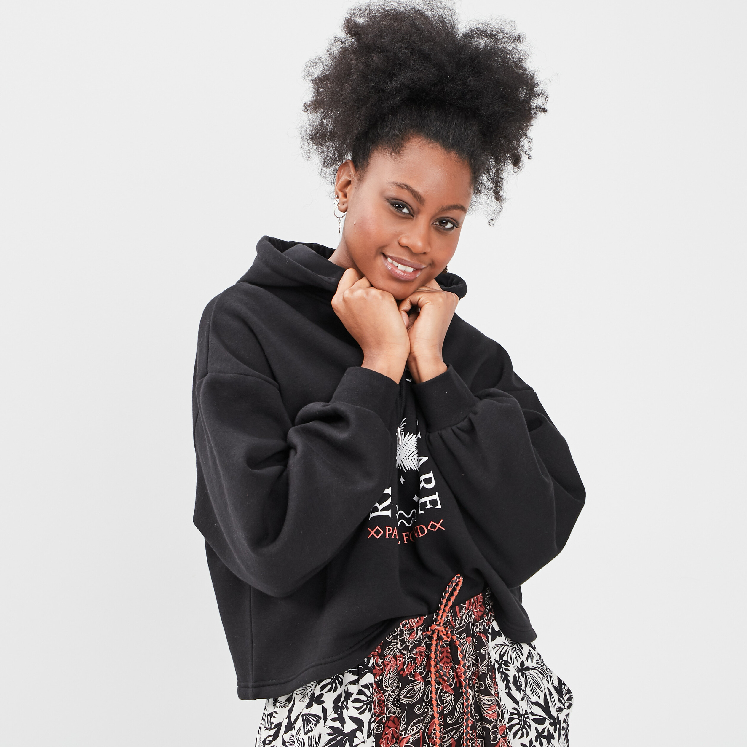 Sweat à capuche hoodie oversize noir femme | La Halle