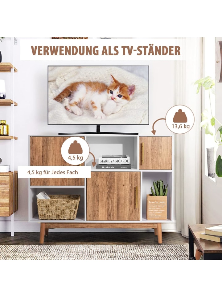 COSTWAY Sideboard 6 Fächer in Beige günstig kaufen onesize