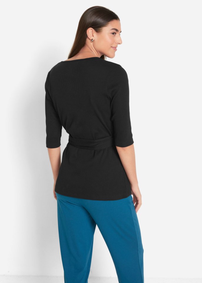 Ripp-Wickelshirtjacke, 1/2 Arm