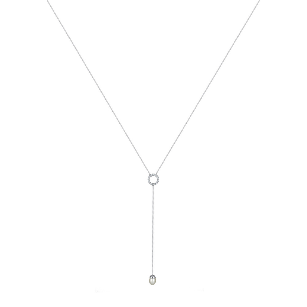 Elli Elli Collier Y-Kette Kristalle Perle 925 Silber collier