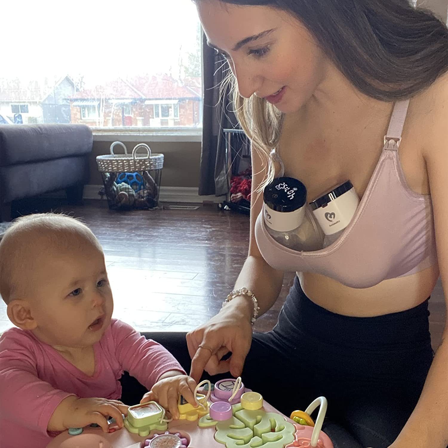 JUNG Elektrische Doppelmilchpumpe Bellababy elektrische Doppelmilchpumpe, mit Touchscreen-LCD-Display, Handmilchpumpe, Abpumpen Muttermilch, Milch, Stillen Brust Mutter, Muttermilchpumpe, Muttermilch Behälter, Flasche, LCD-Display, tragbare, Mobil, i