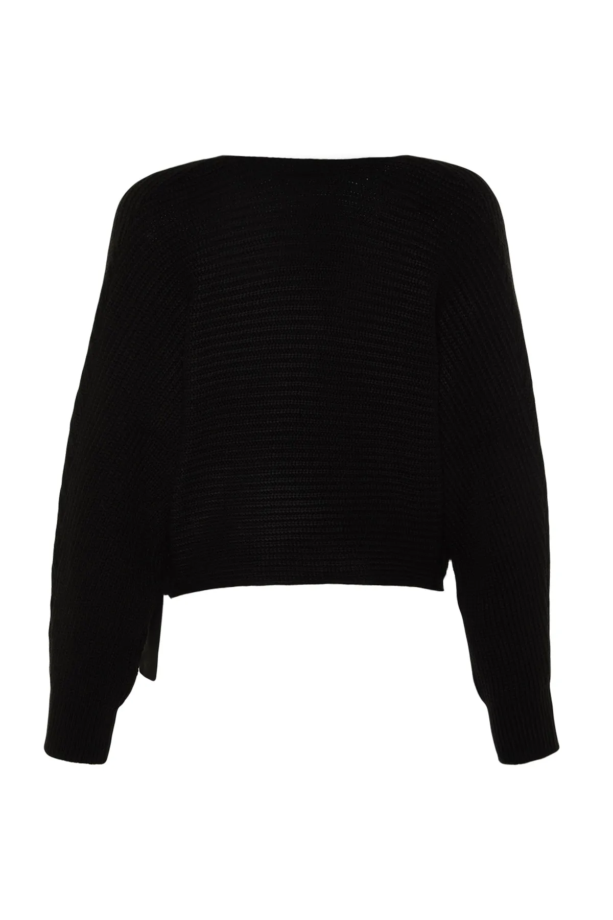 Trendyol Collection  Schwarzer Strickpullover mit V-Ausschnitt TWOAW24KZ00865