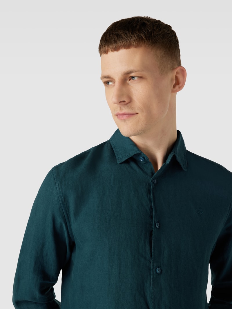 Freizeithemd mit Label-Stitching in petrol
