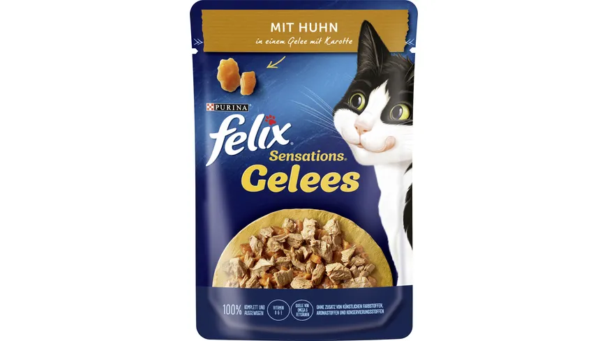 PURINA FELIX Sensations Gelees mit Huhn & Karotte Katzennassfutter 85 g
