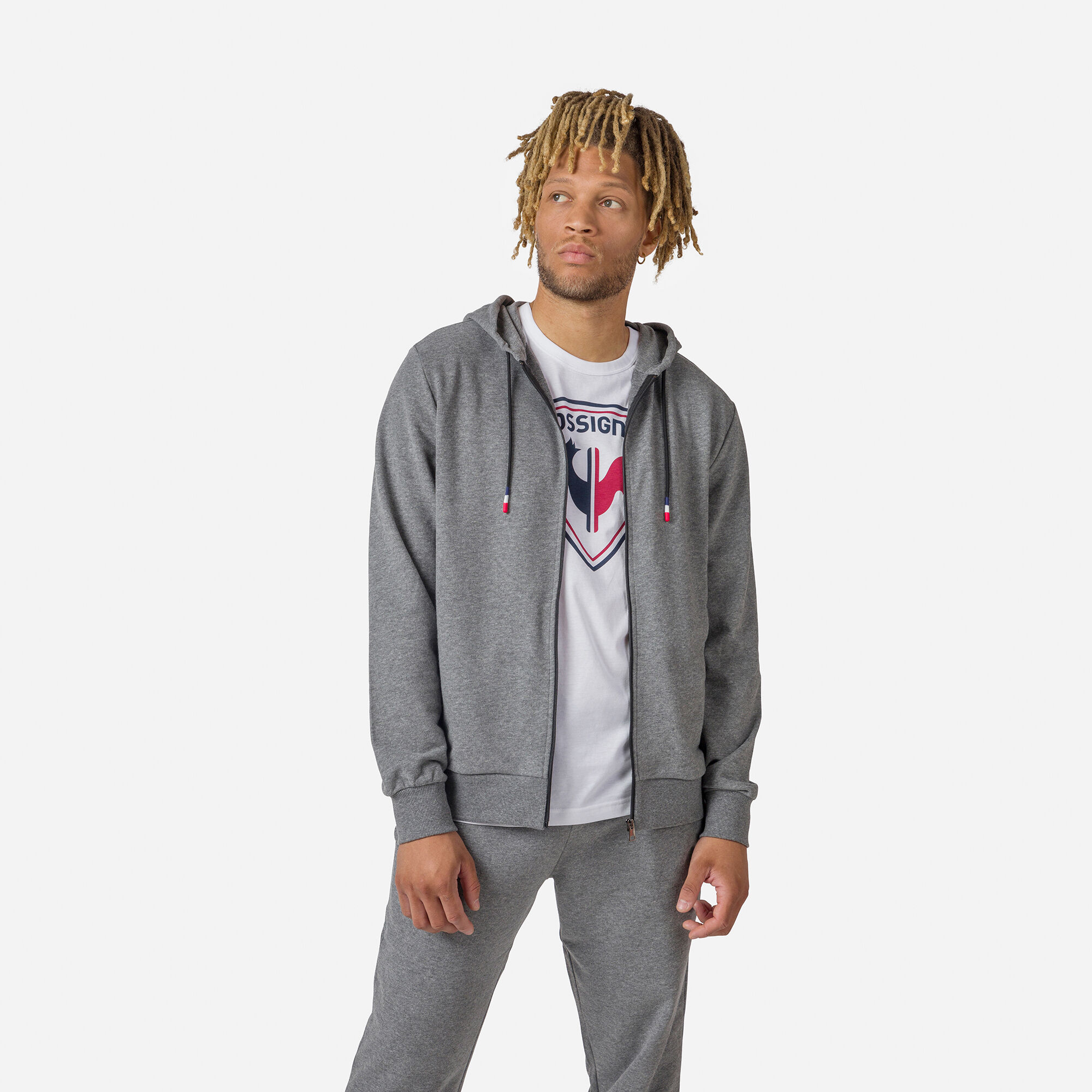 Sweat en coton à capuche zippé Logo Homme