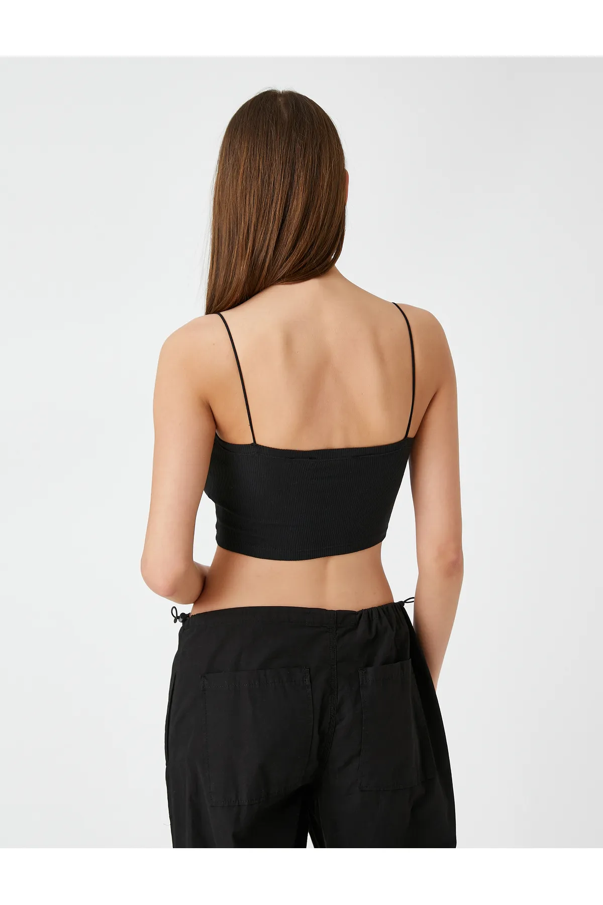 Koton  Crop Tank Top aus Baumwolle mit quadratischem Ausschnitt und dünnen Trägern