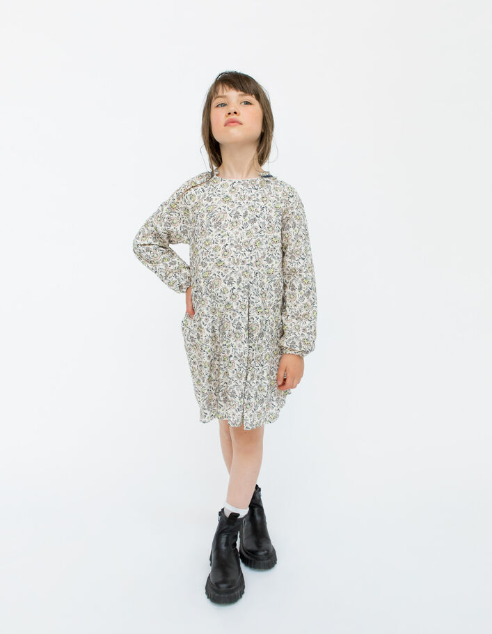 Robe beige imprimé fleurs fille