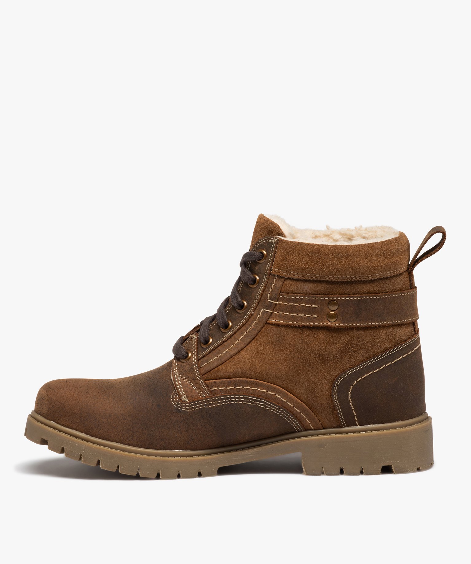 Boots homme mid-cut unies fourrées Sherpa marron | GEMO