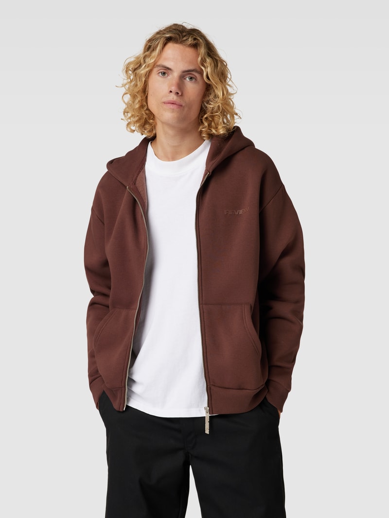 Sweatjacke mit Kapuze in dunkelbraun
