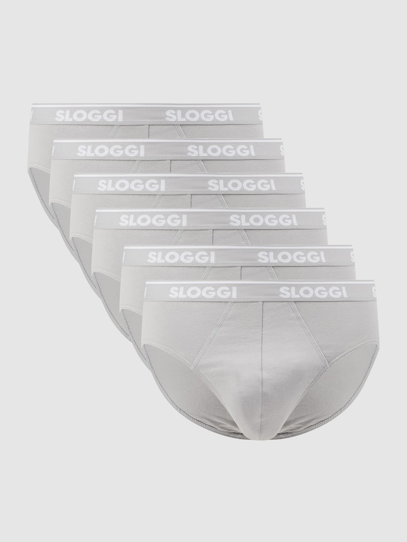 Slip mit Stretch-Anteil im 6er-Pack in mittelgrau meliert