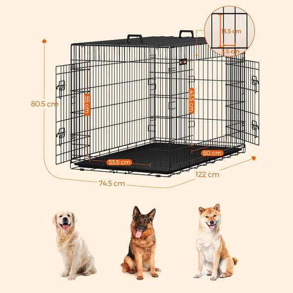 Hundekäfig klappbar, mit 2 Türen