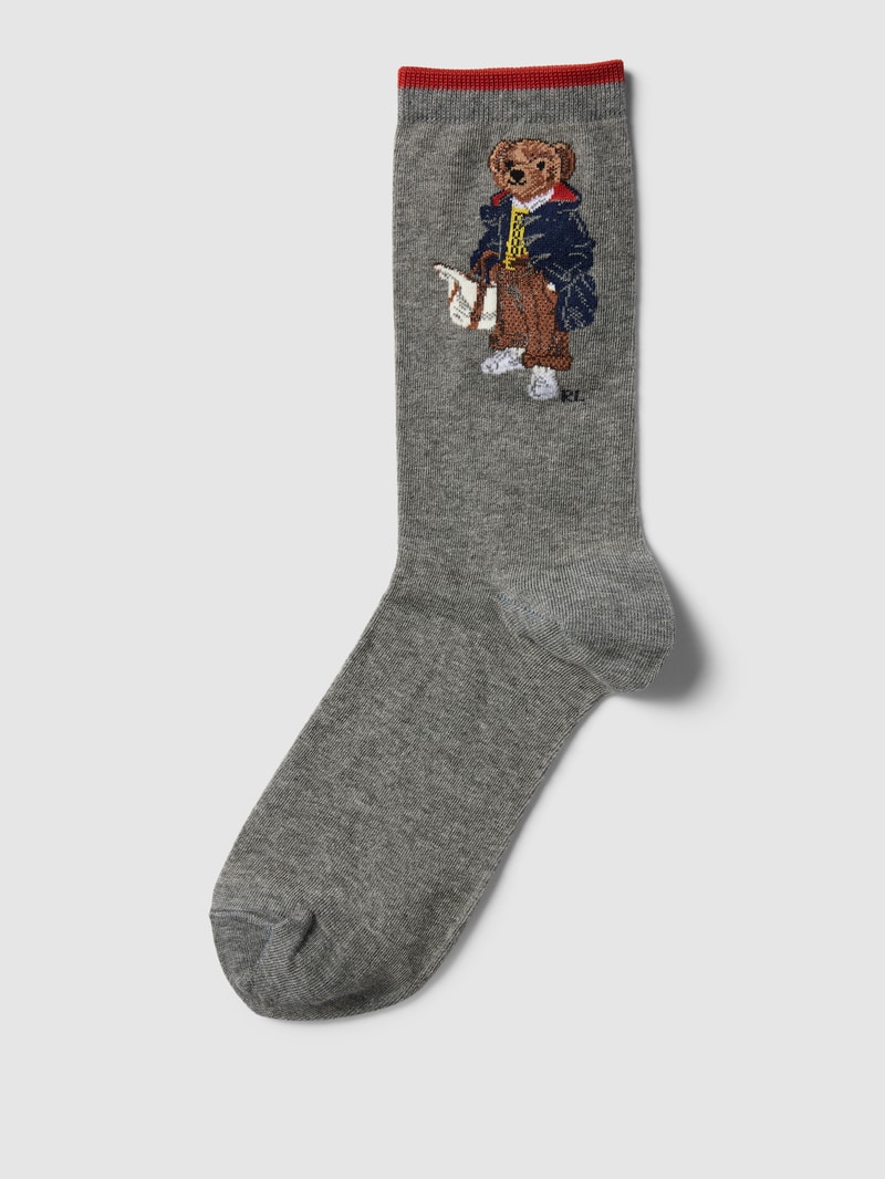 Socken mit Label-Stitching in mittelgrau