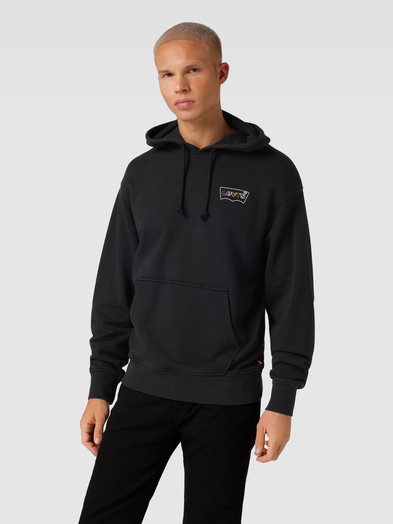 Hoodie mit Logo-Print in schwarz