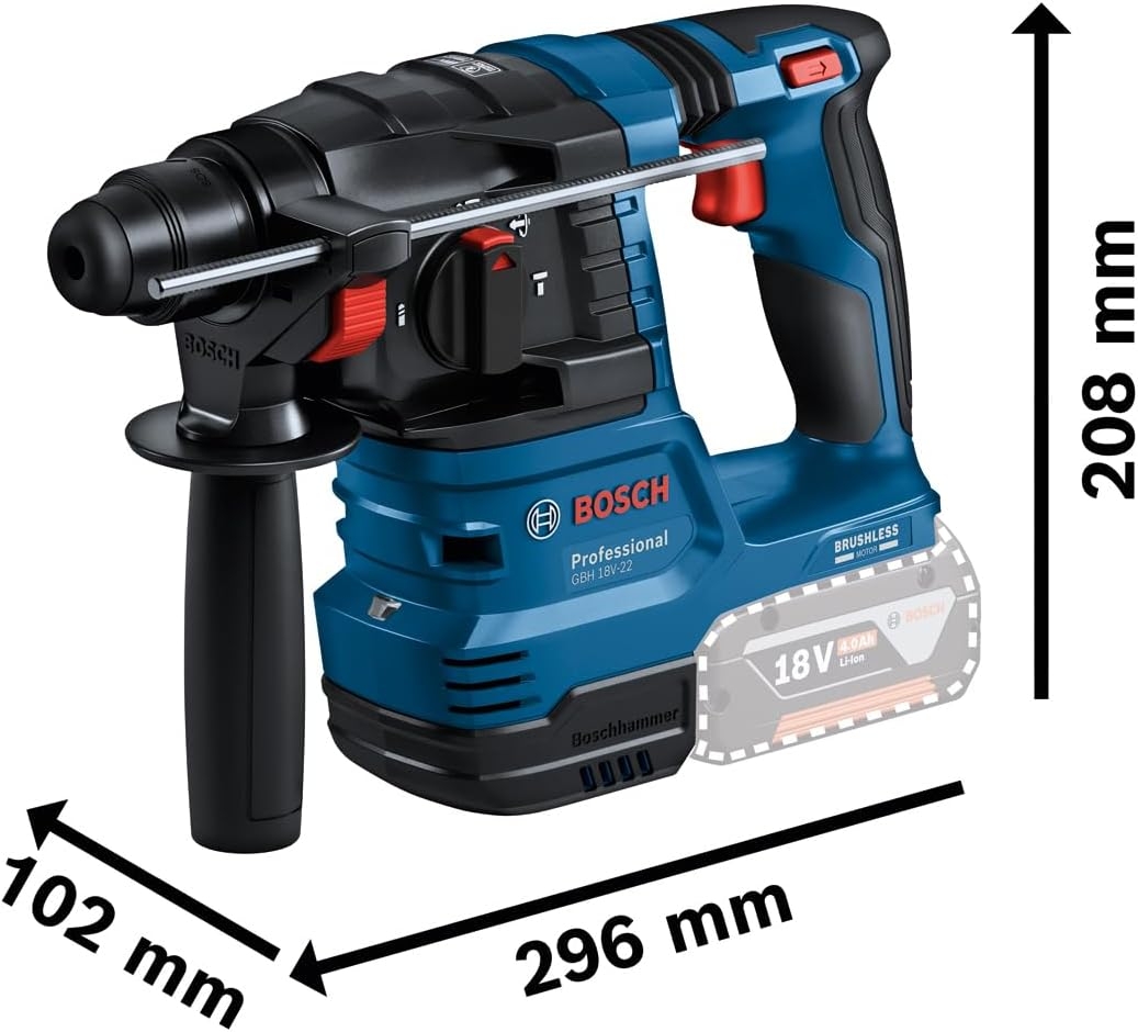 Bosch Blue 0611924001 GBH 18V-22 Profi-Akku-Bohrhammer 18V (ohne Akkus und Ladegerät) in L-Boxx 611924001