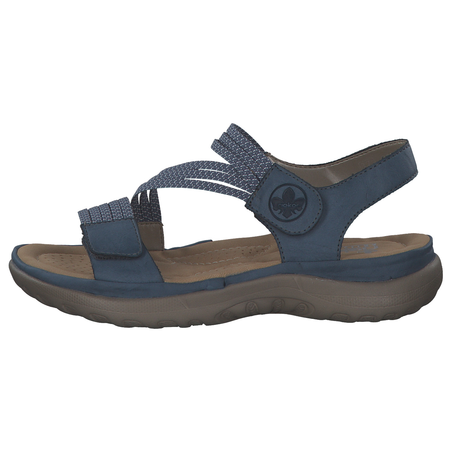 Rieker 64870, Keilsandaletten, Damen, royal/jeans-weiss