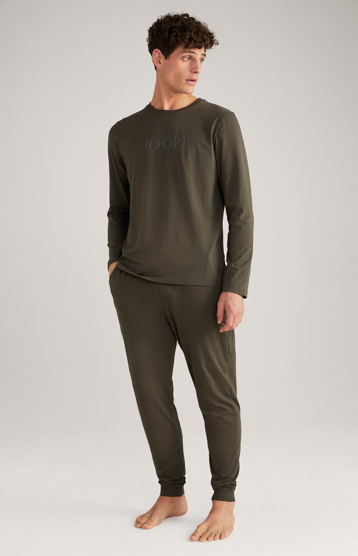 Loungewear Hose in Dunkelgrün-Braun
