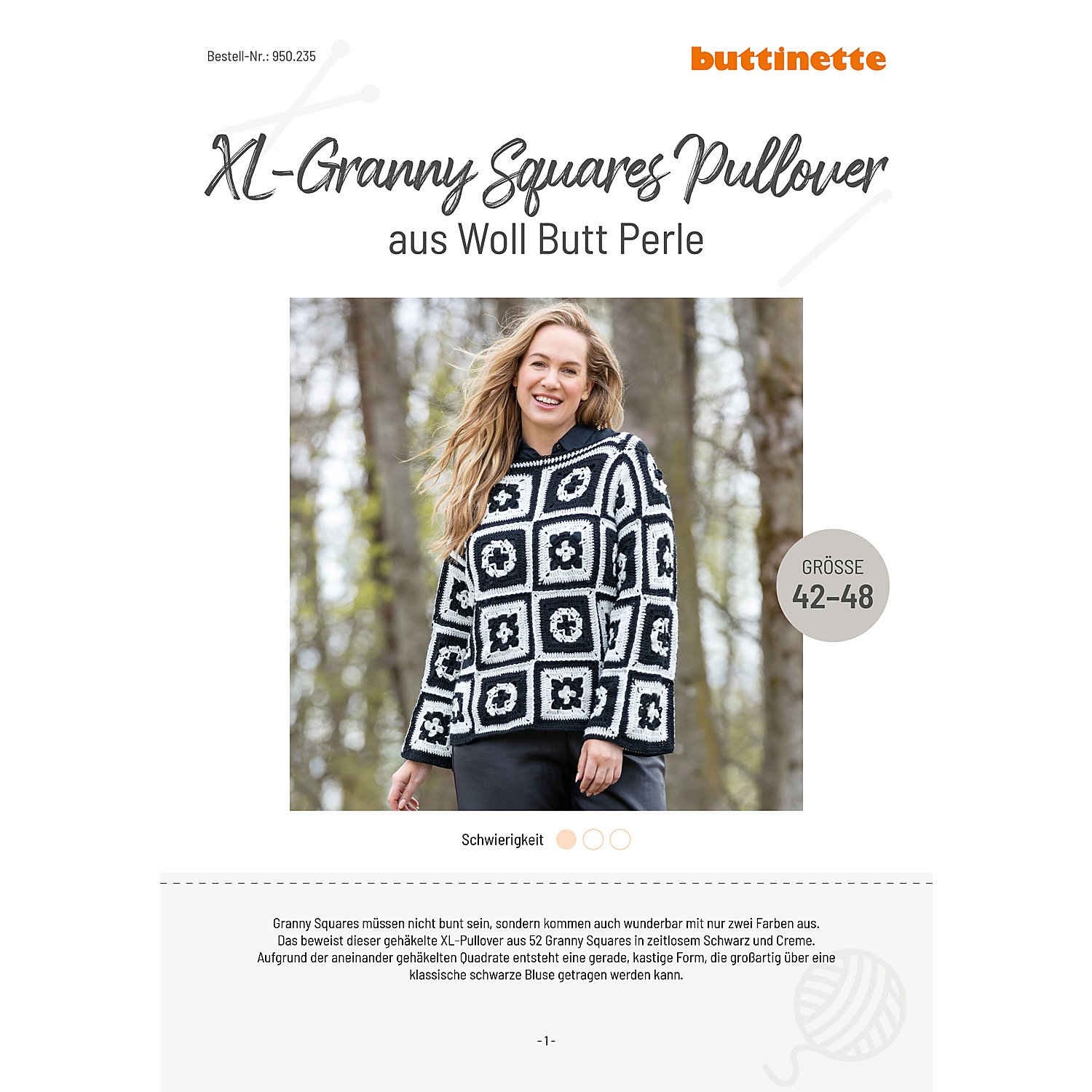 Häkelanleitung – XL-Granny Squares Pullover aus Woll Butt Perle