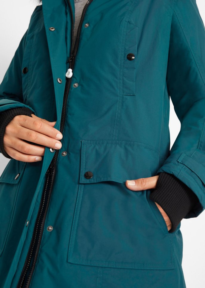 Funktions-Outdoor-Longjacke mit Kapuze