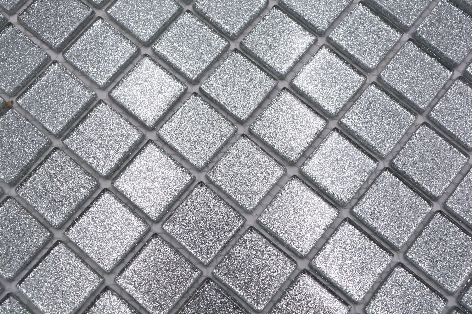 Mosani Mosaikfliesen Glasmosaik Crystal Mosaikfliesen silber glänzend / 10 Matten