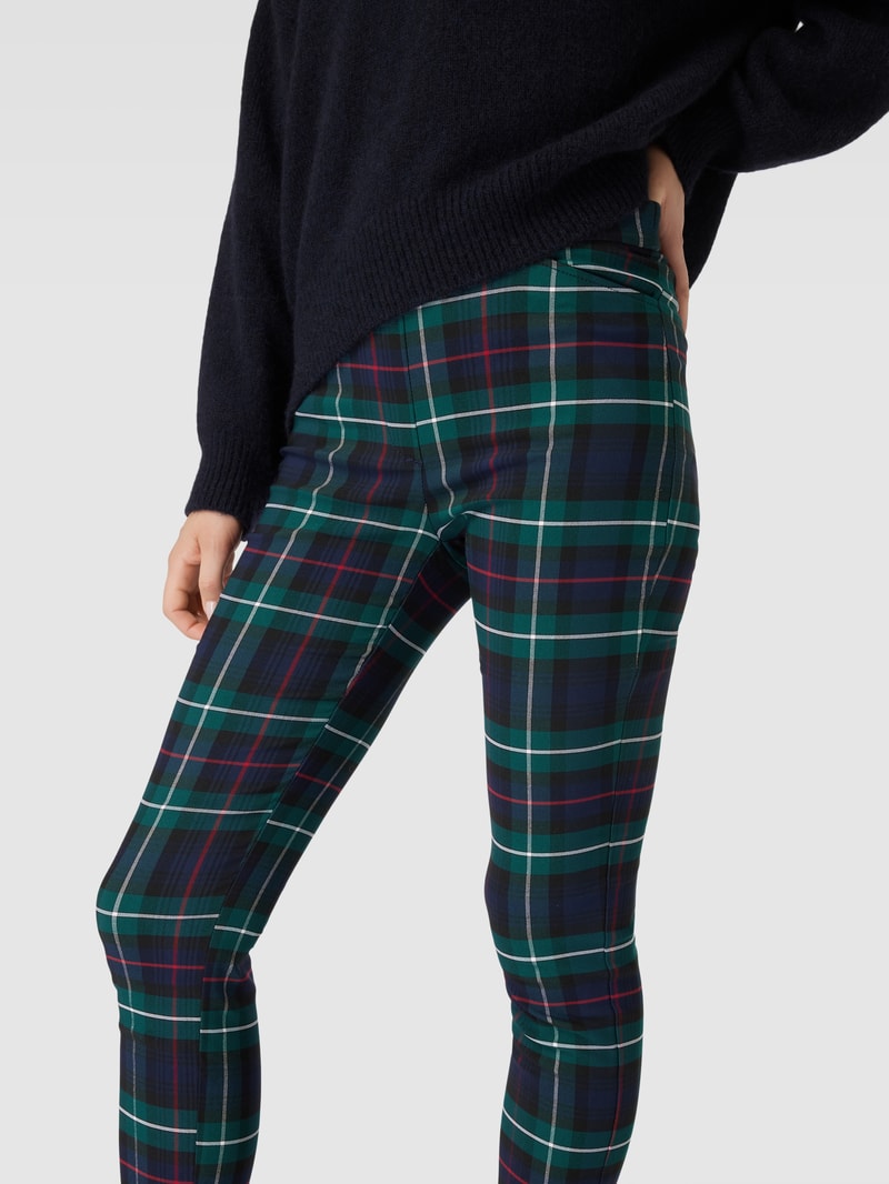 Stoffhose mit Karomuster in petrol
