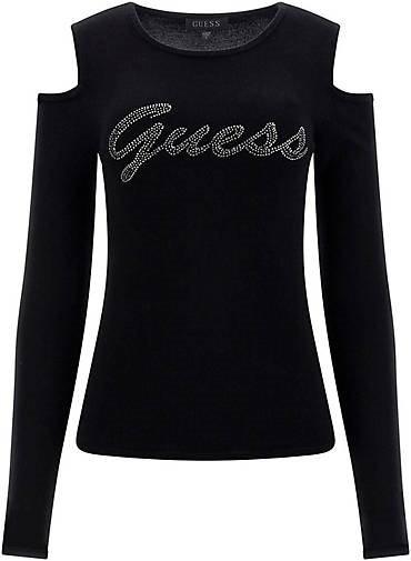 GUESS Damen Strickpullover LS COLD SHLDR GUESS LOGO SWTR
