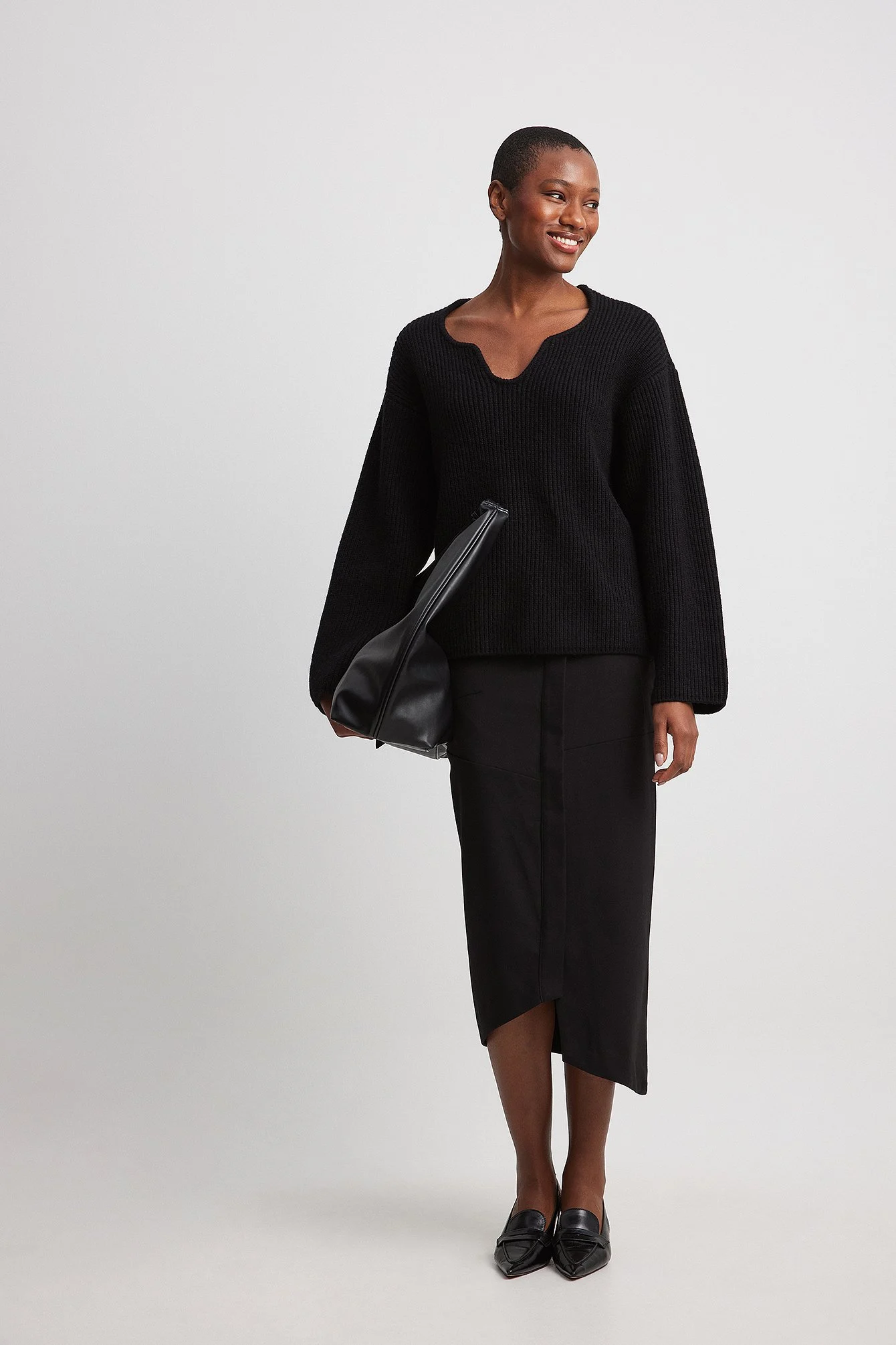 Boxy-Strickpullover mit Kragendetail