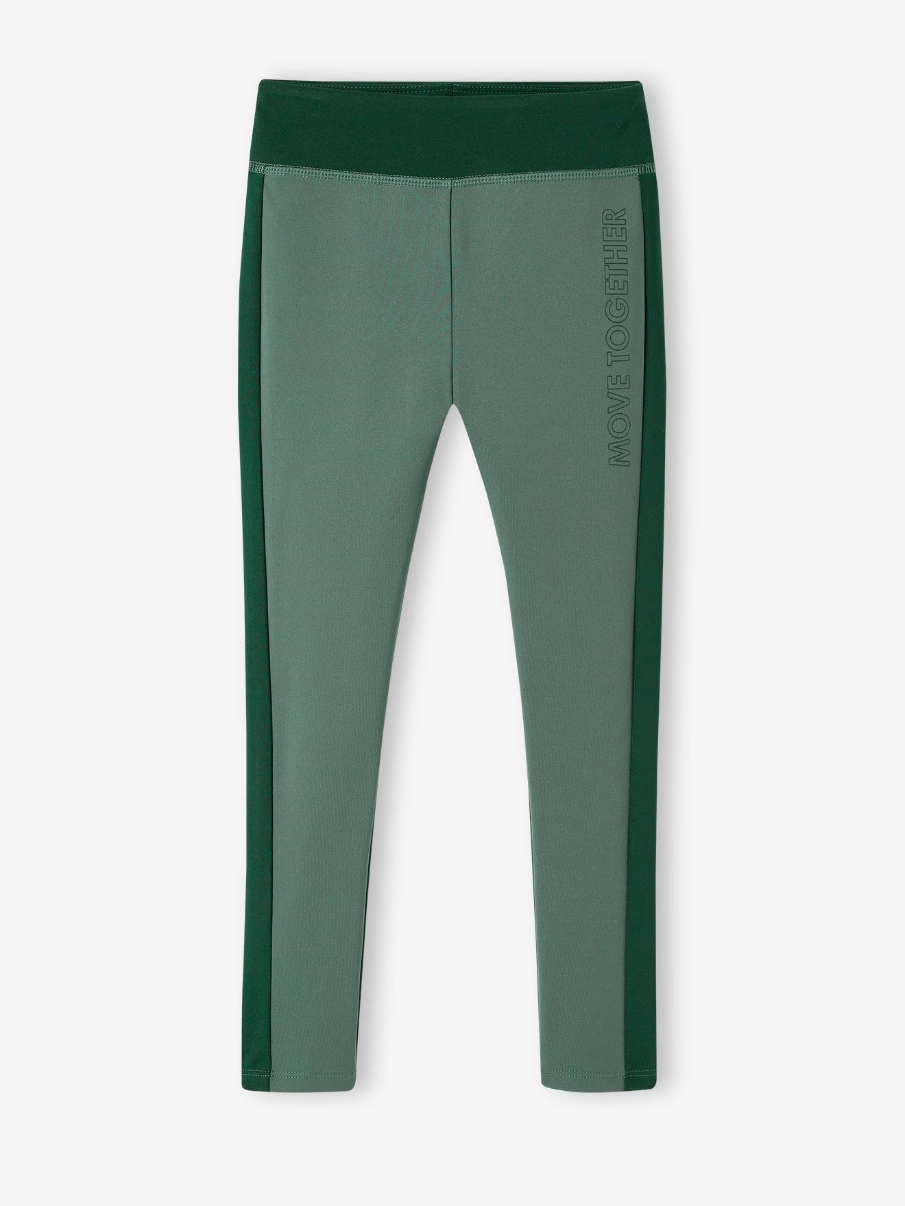 Legging de sport fille bandes côtes gris chiné