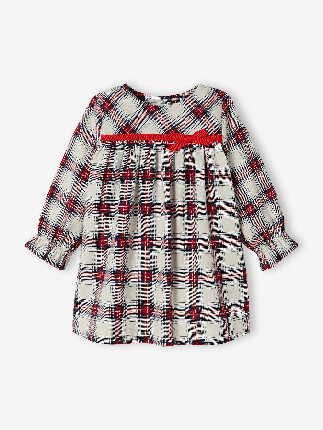 Vertbaudet Baby-Set: Samtkleid & Strumpfhose - wollweiß