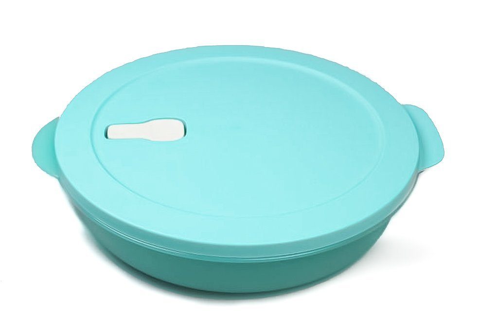 TUPPERWARE Mikrowellenbehälter CrystalWave 1,9Lmit Abtrennung türkisweiß+SPÜLTUCH
