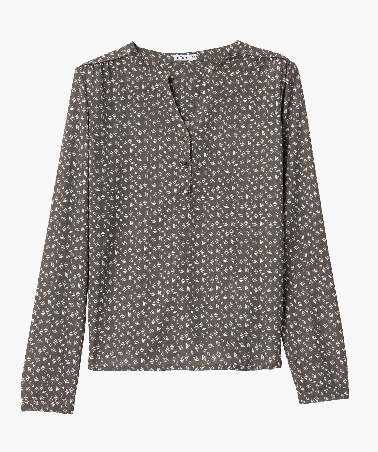 Blouse femme à motifs avec manches retroussables imprime | GEMO
