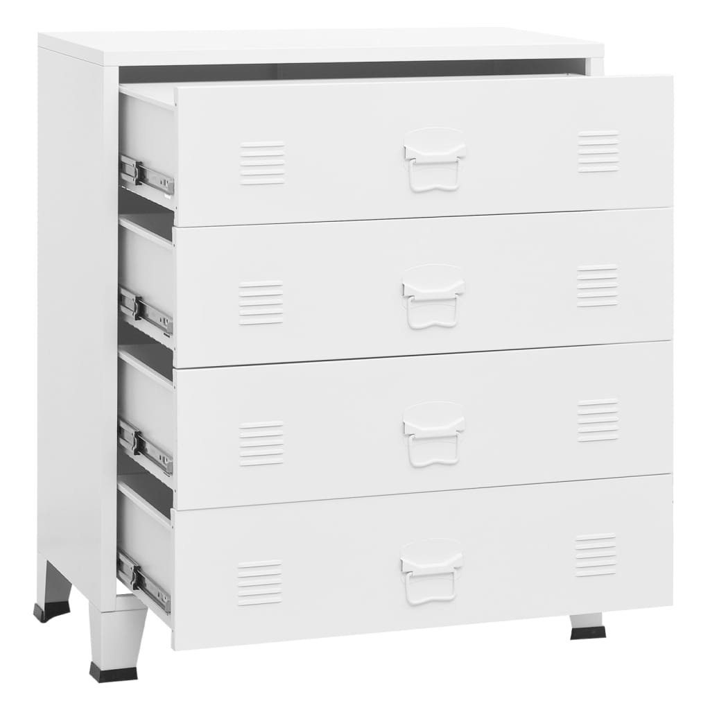 vidaXL Anrichte Industrial Kommode mit Schubladen Weiß 78x40x93 cm Metall