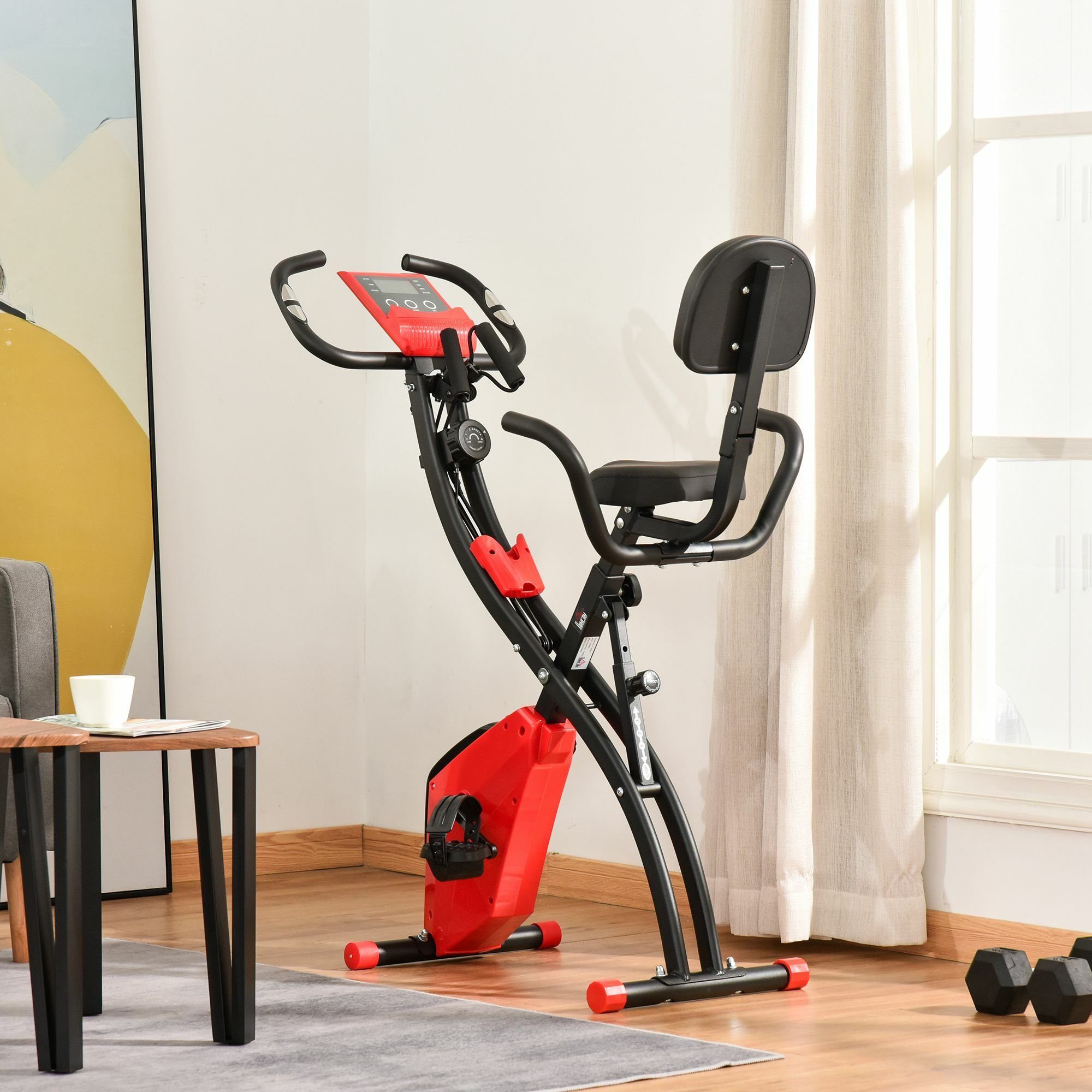 HOMCOM Heimtrainer Fahrradtrainer mit LCD Display