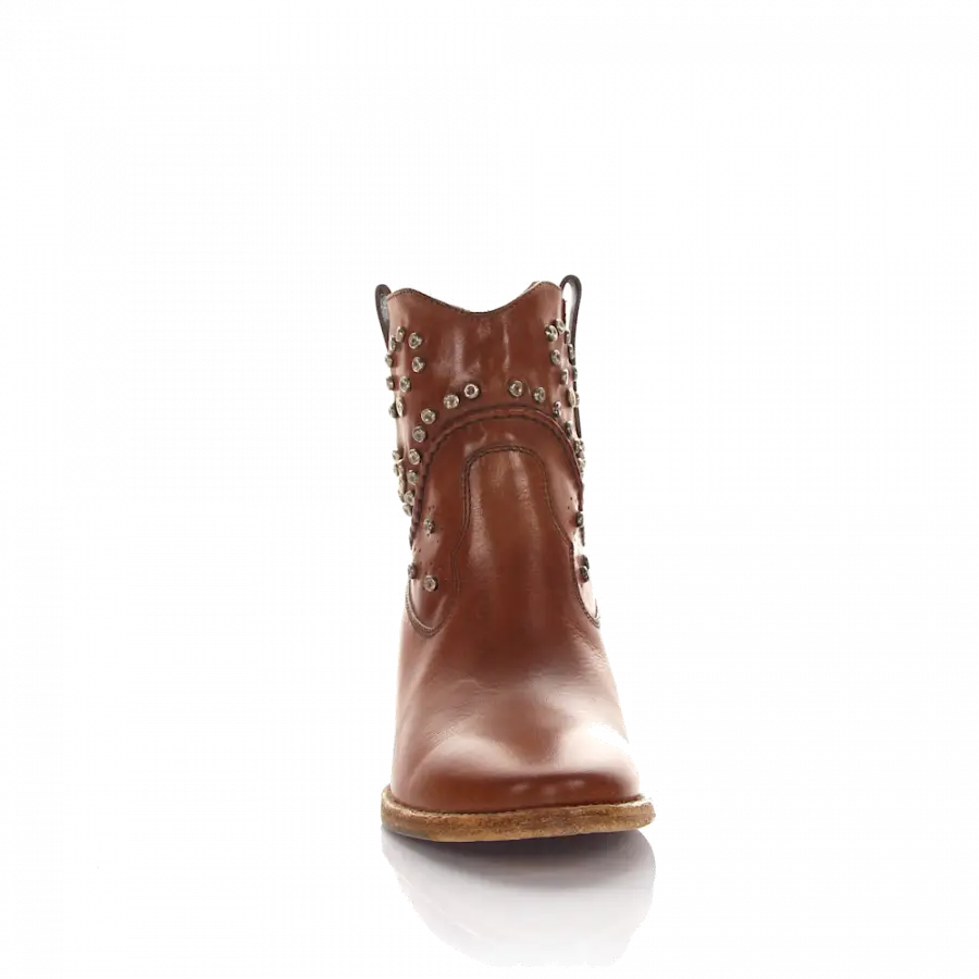 Rossano Bisconti - Stiefeletten Kalbsleder Nieten braun - braun