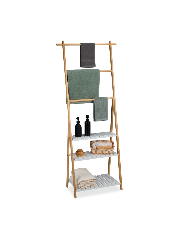relaxdays Handtuchständer in Natur/ Weiß - (B)64,5 x (H)151 x (T)32 cm günstig kaufen onesize