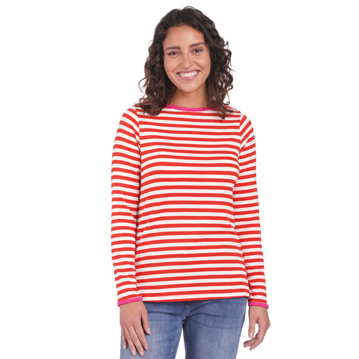 Damen Langarmshirt geringelt