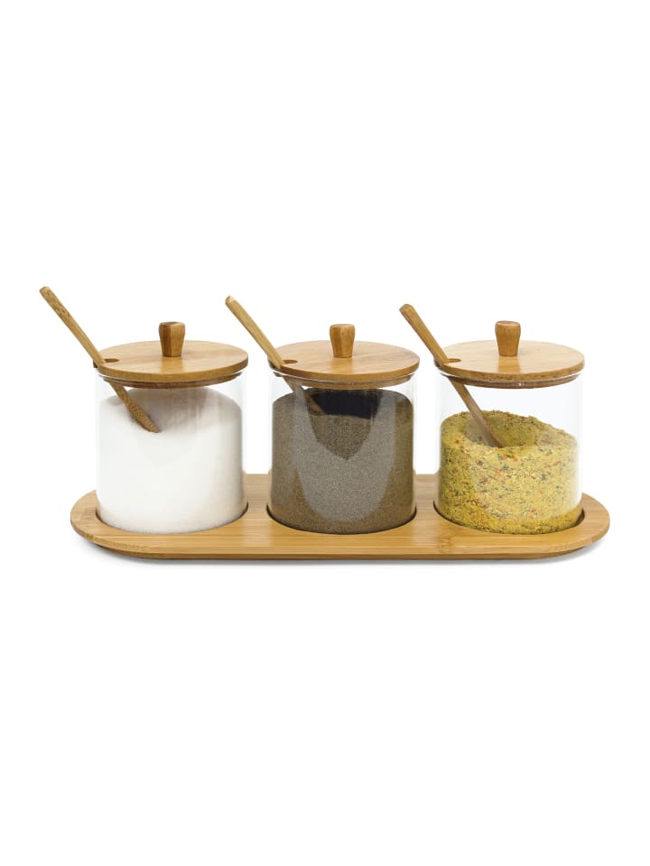 relaxdays Gewürzgläser Jiao in Natur - (B)31 x (H)12 x (T)12 cm günstig kaufen onesize