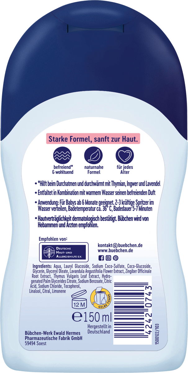 Baby Badezusatz SOS Erkältungszeit befreiend, 150 ml