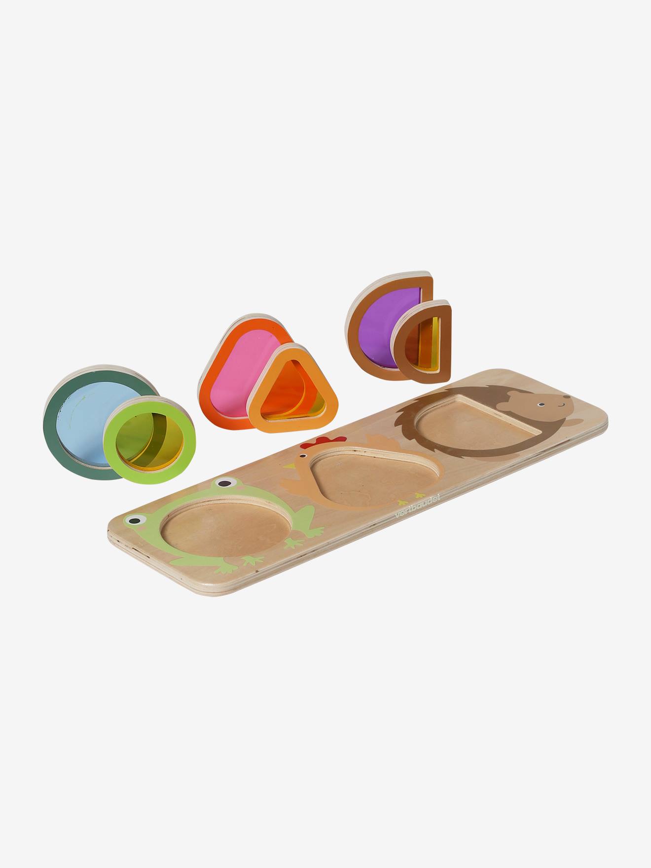 Vertbaudet Baby Steckspiel-Brett mit Tierfiguren aus Holz FSC - natur