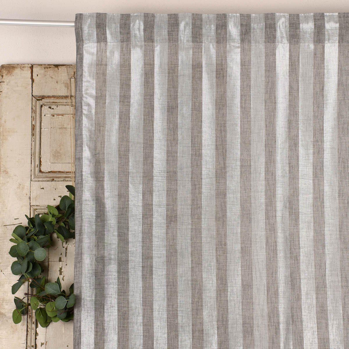 Meterware Rasch Textil Stores Shine Längsstreifen Leinenstruktur grau silber 30, halbtransparent, Kunstfaser, überbreit