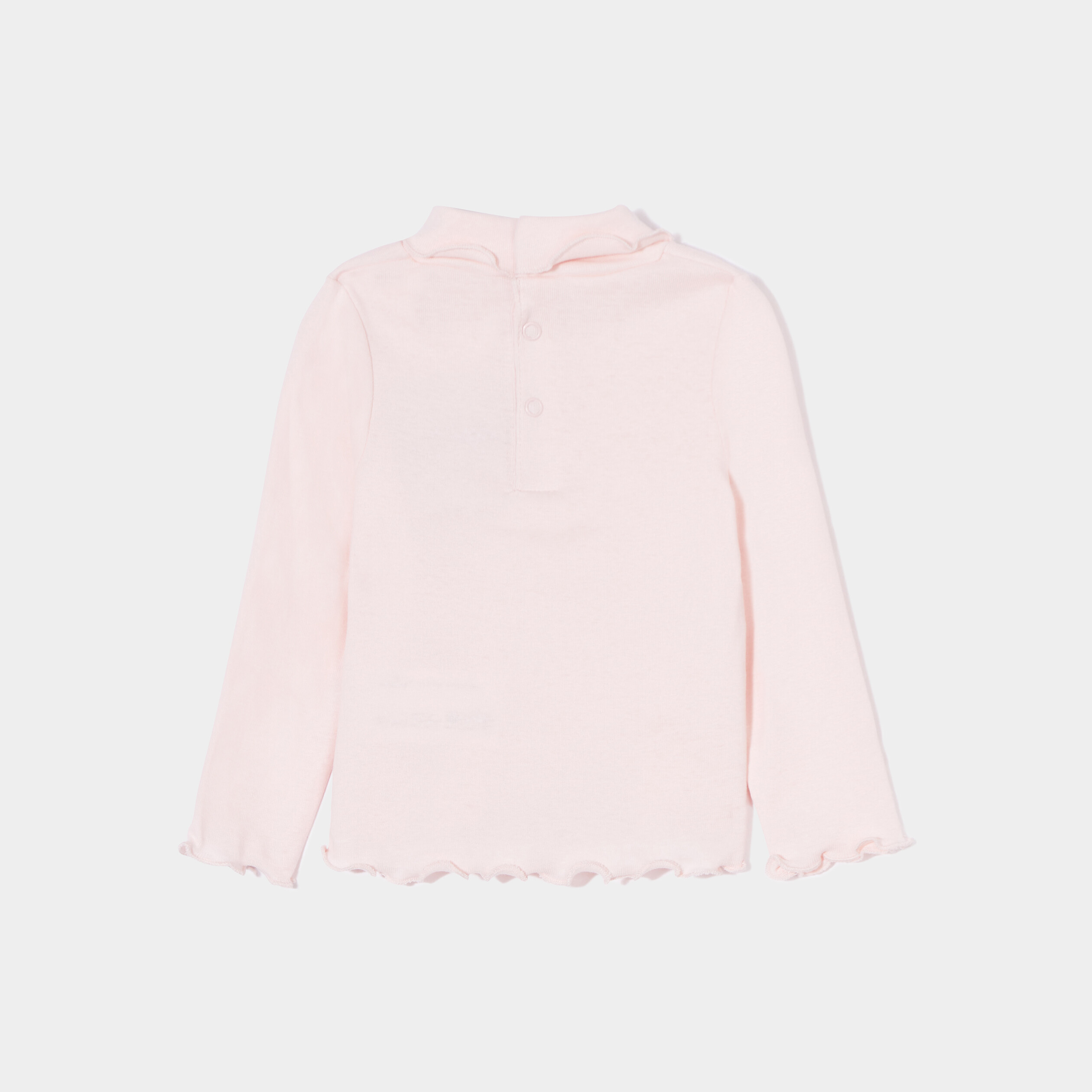 T-shirt col roulé bord vague rose clair bébé fille | La Halle