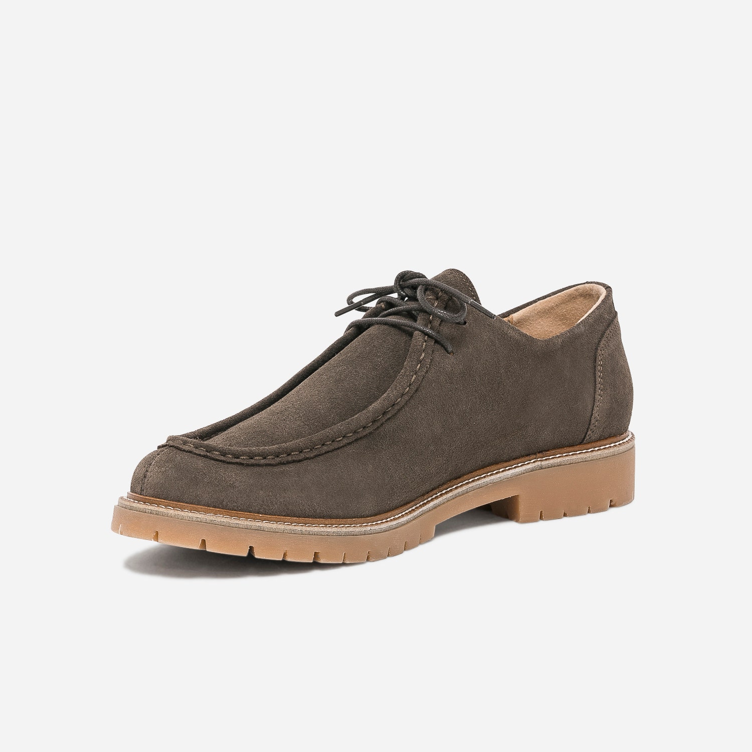 Derby marron foncé éco-conçu en cuir velours